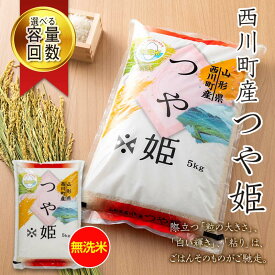 【ふるさと納税】 【選べる容量・回数】令和7年度 山形県 西川町産 無洗米 つや姫 5kg 10kg 1回 3回 精米 白米 米 こめ ライス ごはん ご飯 ブランド米 銘柄米 家庭用 自宅用 贈答用 お取り寄せ 食品 時短 節水 2025年 西川町 月山 FYN6-273var