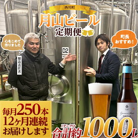 【ふるさと納税】 【定期便12回】月山ビール ピルスナー 1タンク分（合計約1000L・瓶3000本） 毎月250本お届け 数量限定 約1000リットル 地ビール ご当地ビール 酒 お酒 アルコール 山形県 西川町 FYN9-760
