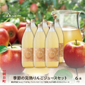 【ふるさと納税】りんご 果汁100％！ りんごジュース セット 1L 6本 山形県 朝日町産 ストレート リンゴジュース リンゴ ジュース 無袋ふじ つがる シナノスイート 王林 1000ml 瓶 ぱれっと企業組合 送料無料