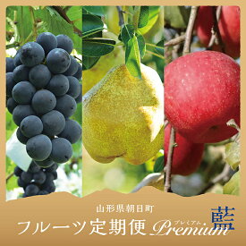 【ふるさと納税】フルーツ 3種類 定期便 ( ぶどう 洋梨 りんご ） 秀品 プレミアム 藍コース 農家直送 山形県 朝日町産 農産物 山形産 ブドウ ピオーネ ラ・フランス リンゴ サンふじ 果物 秋 冬 送料無料