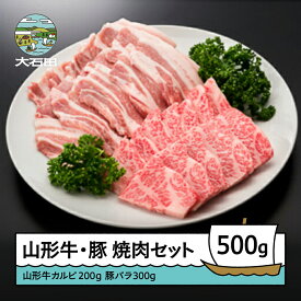 【ふるさと納税】山形牛 冷蔵 カルビ ＆ 山形県産 豚バラ 焼肉 セット 計500g 送料無料 ik-gnkbx500
