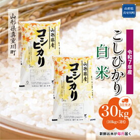 【ふるさと納税】 令和7年産 真室川町厳選 コシヒカリ ［白米］ 30kg 定期便（10kg×3回お届け）