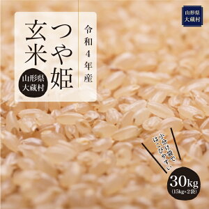 【ふるさと納税】 令和4年産 大蔵村 特別栽培米 つや姫 ＜玄米＞ 30kg