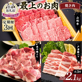 【ふるさと納税】【新庄市×戸沢村×金山町 共通返礼品】＜定期便＞ 最上のお肉 焼き肉セット定期便 3回（山形牛・戸澤豚・米の娘ぶた） 牛肉 豚肉 FAE-0009