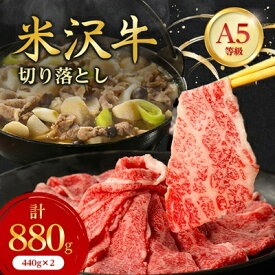 【ふるさと納税】特選! 米沢牛 A-5 切り落とし 880g (440g×2)_ 牛肉 和牛 お肉 肉 にく 黒毛和牛 米沢牛 A5 米沢 切り落とし肉 切り落とし 切落し 高級 人気 美味しい すき焼き 煮物 贈答 ギフト プレゼント 山形県 国産 冷凍 送料無料 【配送不可地域：離島】【1265635】
