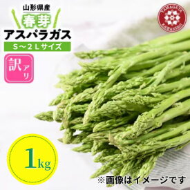 【ふるさと納税】【先行予約】令和9年 山形県川西町産 雪国春アスパラガス 訳あり(不揃い) S～2L サイズ　1kg【配送不可地域：離島・北海道・沖縄県・信越、北陸・近畿・中国・四国・九州】【1764703】