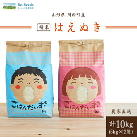 【ふるさと納税】令和7年産　山形県産　はえぬき　10kg(5kg×2袋)_ 米 こめ 白米 精米 精白米 はえぬき ブランド米 産地直送 人気 おすすめ 贈答 ギフト プレゼント 送料無料 お取り寄せ お米 ごはん 山形県 川西町 【1144537】