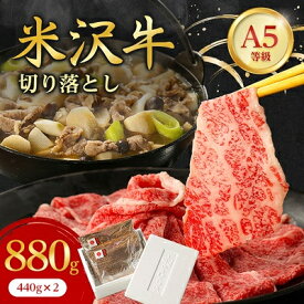 【ふるさと納税】特選! 米沢牛 A-5 切り落とし 880g (440g×2) _ 和牛 牛肉 お肉 肉 黒毛和牛 切り落とし肉 高級 人気 美味しい 【配送不可地域：離島】【1265635】