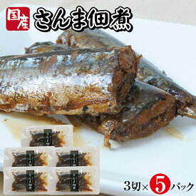 【ふるさと納税】国産さんま佃煮 3切×5パック さんま サンマ 秋刀魚 佃煮 常温保存 ご飯のおとも おかず おつまみ 小分け 個包装 湯煎