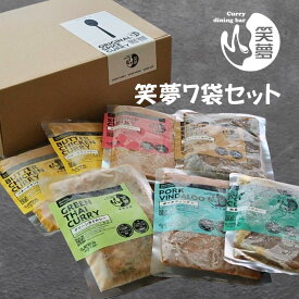 【ふるさと納税】No.2191 笑夢カレー 7袋セット180g 福島 カレー スパイスカレー 本格カレー バターチキン ポークヴィンダル グリーンタイカレー 欧風ポークカレー シュリンプカレー 黒スパイスキーマカレー スパイス 本格 冷凍 小分け 個包装 湯煎 パウチ