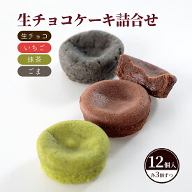 【ふるさと納税】生チョコケーキ詰合せ12個入（生チョコ・いちご・抹茶・ごま）