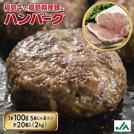 【ふるさと納税】〈冷凍〉焼きハンバーグ100g×20個　いわき市産福島牛使用