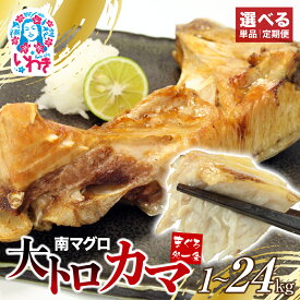 【ふるさと納税】 南マグロ 大トロ カマ 1kg 2kg 加熱用 選べる 回数 定期便 ｜ 冷凍 塩焼き 煮付け まぐろ 鮪 マグロ 焼き魚 高級種 希少部位 まぐろ処一条 年内発送 年内配送 配送月｜指定日