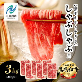 【ふるさと納税】 福島県二本松市産 黒毛和牛 うすぎり しゃぶしゃぶ用 3kg(500g×6パック) 肉 牛肉 牛 国産牛 赤身 黒毛 和牛 しゃぶしゃぶ 薄切り パック 小分け 人気 ランキング おすすめ ギフト 福島 ふくしま 送料無料 【コーシン】
