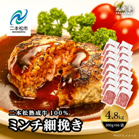 【ふるさと納税】 二本松生体熟成牛100％ ミンチ細挽き4.8kg（300g×16袋） 国産 牛肉 ひき肉 ミンチ 小分け お取り寄せ グルメ 使いたい分 ハンバーグ 麻婆豆腐 おすすめ お中元 お歳暮 ギフト 二本松市 ふくしま 福島県 送料無料 【エム牧場】