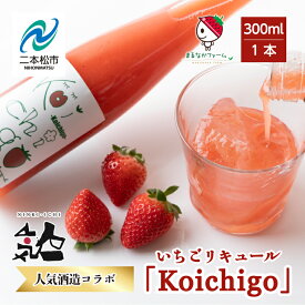 【ふるさと納税】 まるなかファーム×人気酒造 Koichigoリキュール 300ml×1本 いちご 酒 リキュール liqueur ストロベリー 日本酒 セット 苺 イチゴ フルーツ 果物 おすすめ お中元 お歳暮 ギフト 二本松市 ふくしま 福島県 送料無料 【まるなかファーム】