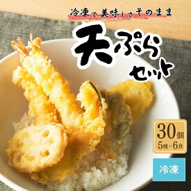 【ふるさと納税】 天ぷらセット 冷凍 30個セット(5種×6食分) ｜ 冷凍 天ぷら てんぷら 天麩羅 油 丼 具 美味しい そのまま お手軽 料理 手間いらず 丼もの ご飯 贈り物 惣菜 おかず ごはん 加工食品 ギフト お中元 手土産 お歳暮 有限会社黒潮海苔店 aa019-aa