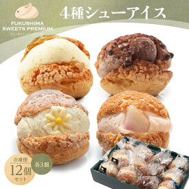 【ふるさと納税】ふくしまスイーツプレミアム シューアイス 4種 12個セット (バニラ、生チョコ、りんご、桃) アイス デザート スイーツ 菓子 食品 F21C-108