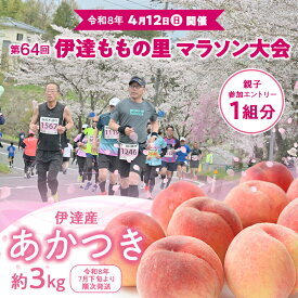 【ふるさと納税】第64回 伊達ももの里マラソン大会 参加エントリー親子マラソン 1組分と桃 約3kg F21C-301