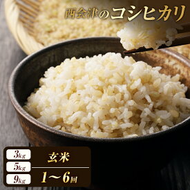 【ふるさと納税】《選べる定期便》令和7年産米 西会津産米「コシヒカリ」玄米 《選べる3kg・5kg・9kg》 米 お米 おこめ ご飯 ごはん 福島県 西会津町 容量が選べる F4D-0285var