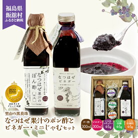 【ふるさと納税】【ジャパン・フード・セレクション グランプリ受賞！】なつはぜ果汁のポン酢とビネガー 各300ml、ミニジャム45g×3 【 ふるさと納税 人気 おすすめ ナツハゼ 名物 特産 ポリフェノール 抗酸化 疲労回復 健康 美容 ポン酢 ジャム 復興 福島 飯舘村 】ITTAA009