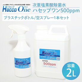 【ふるさと納税】ハセップワン500ppm　2L 　空スプレー1本セット【除菌 次亜塩素酸 安心 安全 ペット ウイルス除去 消臭 水戸市 茨城県】（JD-4）