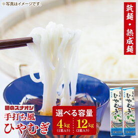 【ふるさと納税】【選べる内容量】【麺のスナオシ】手打風ひやむぎ1箱 4kg(200g×20袋) or 3箱 12kg(200g×60袋)（乾麺）【冷や麦 麺 長期保存 保存食 防災 人気 大容量 水戸市 茨城県】（BY-11）