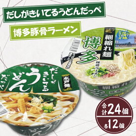 【ふるさと納税】「だしがきいてるうどんだっぺ」＆「博多豚骨ラーメン」各1ケース（計24個）（BY-2）