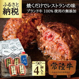 【ふるさと納税】常陸牛ハンバーグ 100g 4個 無添加 手造り和風タレ リピーター続出！ 食べ物 肉 9000円 冷凍 焼くだけでレストランの味 牛肉100% お歳暮 内祝い 【肉のイイジマ】 茨城県 ※離島への配送不可(北海道、沖縄本島配送可)(DU-18)