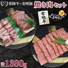 【ふるさと納税】【常陸牛 A5ランク・美明豚焼肉セット】常陸牛カルビ780g＋美明豚600g（ロース300g・ばら300g） 冷凍 国産牛 和牛 牛肉 豚肉　ブランド豚 茨城県 水戸市 食べ比べ セット商品 国産 BBQ 35000円以内 老舗精肉店 EK-24