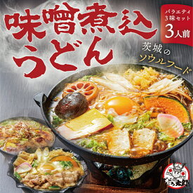 【ふるさと納税】坂東太郎名物　味噌煮込みうどん3味セット（3人前）※北海道・沖縄・離島への配送不可 | うどん 饂飩 味噌煮込みうどん 坂東太郎 名物 人気 取り寄せ お取り寄せ ギフト 贈答 贈り物 プレゼント お中元 お歳暮 直送 工場直送 茨城県 古河市 送料無料 _CB05