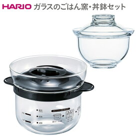 【ふるさと納税】HARIO ガラスのごはん釜・丼鉢セット［XRCN-2-B］［GXD-600］｜ハリオ 耐熱 ガラス おかず鍋 鍋 おかゆ ご飯 ご飯釜 炊飯器 1合 2合 食器 器 キッチン用品 日本製 どんぶり セット 便利 お手軽 簡単 贈答 ご褒美 プレゼント _DL17