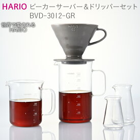 【ふるさと納税】HARIO コーヒー ビーカーサーバー&ドリッパーセット［BVD-3012-GR］｜ハリオ 耐熱 ガラス 食器 器 キッチン 日用品 キッチン用品 日本製 おしゃれ かわいい コーヒー V60 ドリッパー ドリップ 珈琲_BE53