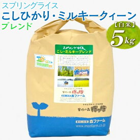 【ふるさと納税】スプリングライス こしひかり・ミルキークィーン ブレンド (白米)5kg ｜米 コメ こめ ごはん ご飯 ゴハン 白飯 スプリング ライス コシヒカリ ミルキー クイーン ブレンド 水へのこだわり 地下水 5kg 贈答 白米 精米 ギフト 贈答_BI27