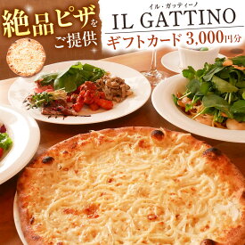 【ふるさと納税】食事券 ギフトカード 3000円分 イル・ガッティーノ《90日以内に出荷予定(土日祝除く)》 茨城県 結城市 ピザ pizza パスタ イタリアン お食事券 チケット お食事券・チケット