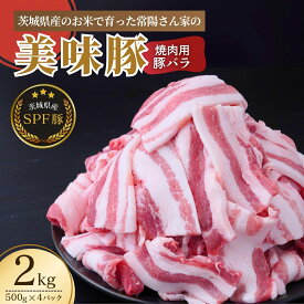 【ふるさと納税】茨城県産のお米を食べて育った常陽さん家の美味豚(SPF豚) 豚バラ 焼肉用 2kg | 国産 バラ バラ肉 ロース 豚 SPF SPF豚 豚肉 焼肉 バーベキュー しゃぶしゃぶ 肉 にく 肉類 ポーク こだわり やわらか お米育ち 安心 安全 人気 豚丼 照り焼き 茨城県 龍ケ崎市