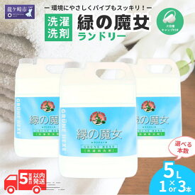 【ふるさと納税】 洗濯洗剤 液体洗剤 緑の魔女 ランドリー 5L ( 1本 または 3本 ) 洗濯用洗剤 衣類用洗剤 液体洗濯洗剤 パイプクリーナー 大容量 詰め替え 業務用 エコ 環境配慮 茨城県 龍ケ崎市