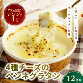 【ふるさと納税】レンチンOK！ 4種チーズの冷凍ペンネグラタン 200g × 12個 | グラタン ぐらたん ぺんねぐらたん 冷凍 チーズ ペンネ ちーず 惣菜 お惣菜 おかず レンジ レンチン 温めるだけ 簡単調理 手軽 個包装 簡単 茨城県 龍ケ崎市