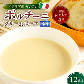 【ふるさと納税】ポルチーニクリームスープ 冷凍 160g×12個 | ポルチーニ クリームスープ スープ きのこ キノコ 冷凍 惣菜 おかず レンジ レンチン 温めるだけ 簡単調理 粗挽き 茨城県 龍ケ崎市