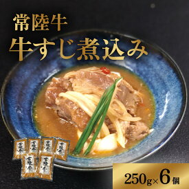 【ふるさと納税】牛すじ 牛肉 和牛 小分け 真空 便利 使いやすい 惣菜 おつまみ おかず 冷凍 牛すじ煮込み 1.5kg(250g×6袋) ピリ辛 茨城県産 ブランド牛 常陸牛 使用