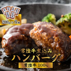 【ふるさと納税】黒毛和牛 66-4【常陸牛100%】常陸牛煮込みハンバーグ 1.2kg（200g×6袋＋特製ソース80g×6袋)