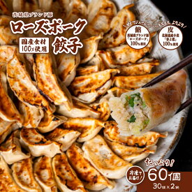【ふるさと納税】餃子 ぎょうざ ギョウザ ギョーザ チャオズ 茨城県産 ローズポーク 豚 豚肉 キャベツ 北海道産 小麦 春よ恋 使用【国産素材100%】ローズポーク餃子 たっぷり 60個 (冷凍 30個 × 2袋 )