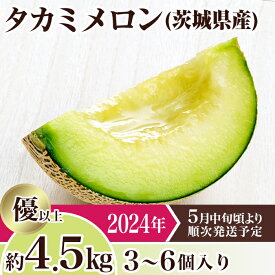 【ふるさと納税】メロン タカミメロン 2024年 先行予約 果物 茨城県 茨城県産 旬 フルーツ くだもの 12-1茨城県産タカミメロン約4.5kg（3～6個）母の日【2024年5月中旬～6月下旬ごろ発送予定 おすすめ 人気 グルメ】