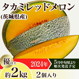 【ふるさと納税】メロン タカミメロン 赤肉 2024年 先行予約 果物 茨城県 茨城県産 旬 フルーツ くだもの 12-20茨城県産タカミレッドメロン約2kg（2個）【2024年5月中旬～6月下旬ごろ発送予定】