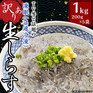 【ふるさと納税】【先行受付】【訳あり】生しらす1kg【TV等で話題の凍眠(急速冷凍)】訳あり 不揃い 生しらす 1kg しらす 刺身 冷凍 真空パック 国産 凍眠