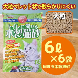 【ふるさと納税】【木製 大粒】猫用 トイレ砂 6L×6袋 ひのきの香り 固まる 燃やせる 流せる 天然素材