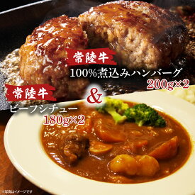 【ふるさと納税】常陸牛ビーフシチュー　(180g×2)＆　常陸牛100％煮込みハンバーグ　(200g×2)セット【ひたちぎゅう セット パーティー シェフ監修 グルメ】(AA219)