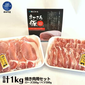 【ふるさと納税】まごころ豚 焼き肉 セット 1kg ロース バラ（茨城県共通返礼品・鉾田市産）