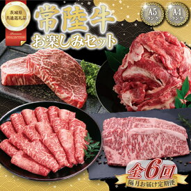 【ふるさと納税】【6回定期便】最高級A4.5ランク常陸牛 お楽しみセット【茨城県共通返礼品】│常陸牛 ひたち牛 牛肉 ロース 肩ロース スライス もも ステーキ すき焼き しゃぶしゃぶ 定期便 茨城県 取手市（BN013）