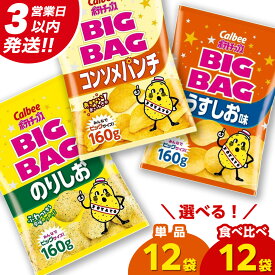 【ふるさと納税】 【最短3営業日！スピード発送】 カルビー ポテトチップス BIGBAG 160g うすしお ・ のりしお ・ コンソメパンチ ポテチ お菓子 おかし 大量 スナック おつまみ ジャガイモ じゃがいも まとめ買い 数量限定 定期便